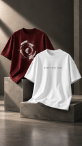 XOBERO (Pack of 2 Oversized T-Shirts) | White & Maroon