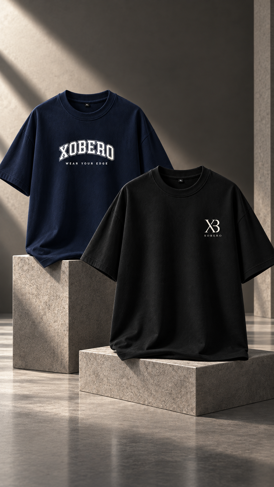 XOBERO (Pack of 2 Oversized T-Shirts) – Navy & Black