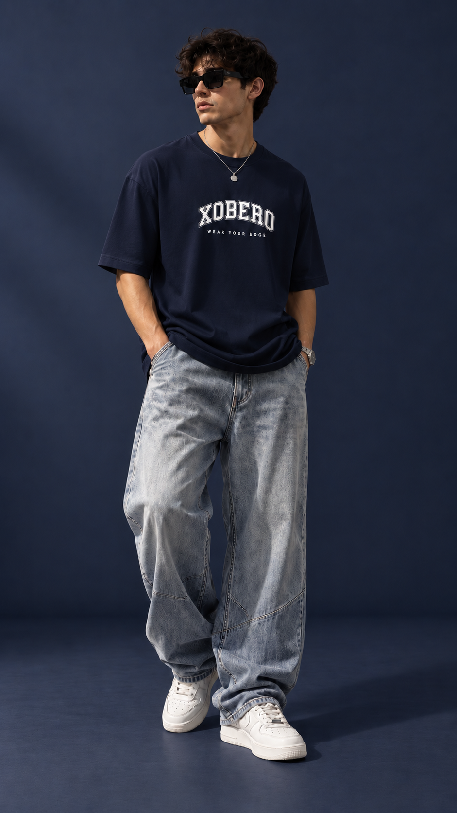 XOBERO (Pack of 2 Oversized T-Shirts) – Navy & Black