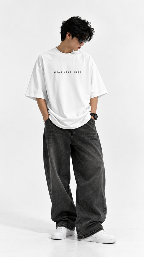 XOBERO (Pack of 3 Oversized T-Shirts) | White, Maroon & Black