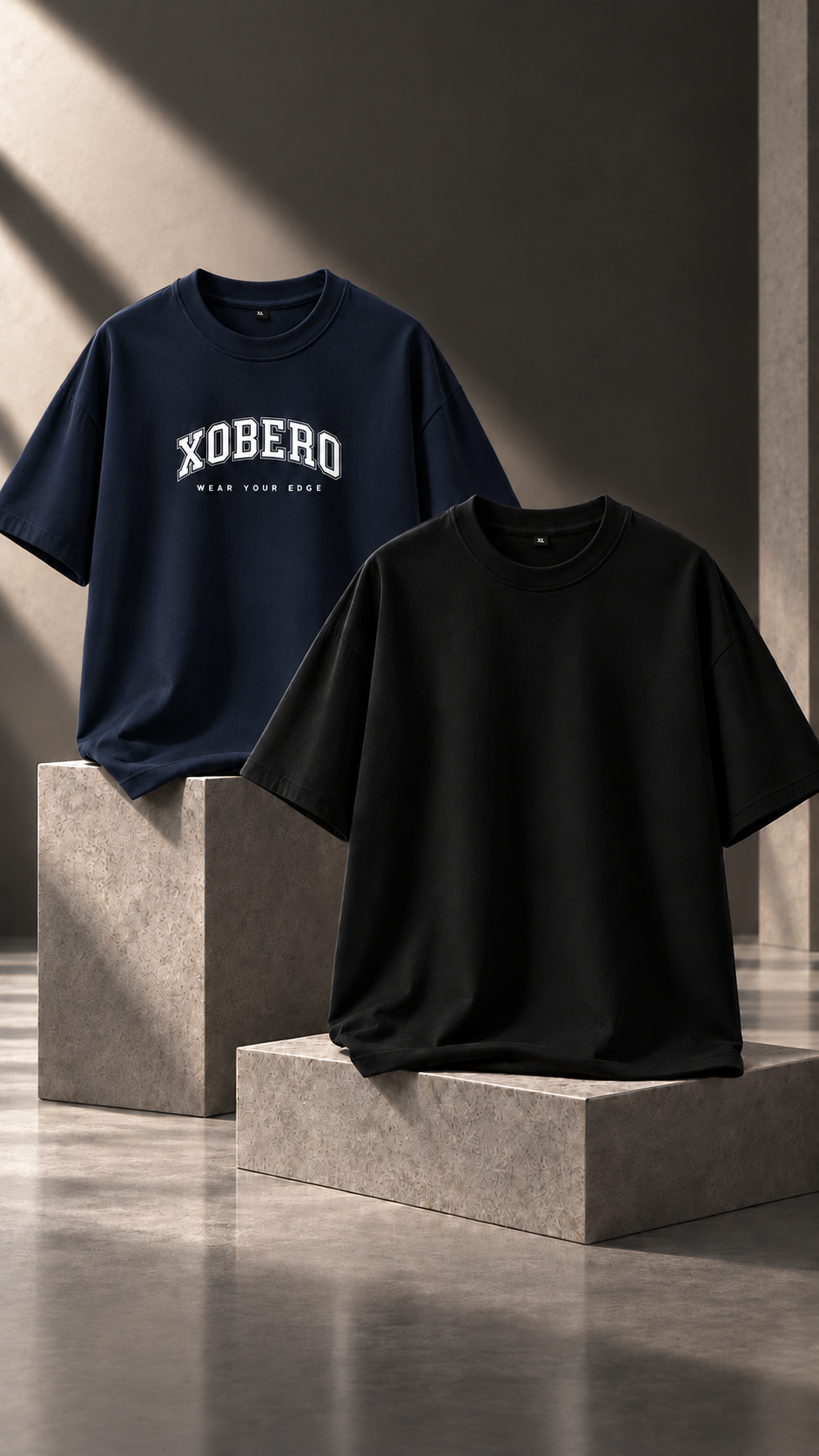 XOBERO (Pack of 2 Oversized T-Shirts) – Slate Navy & Black